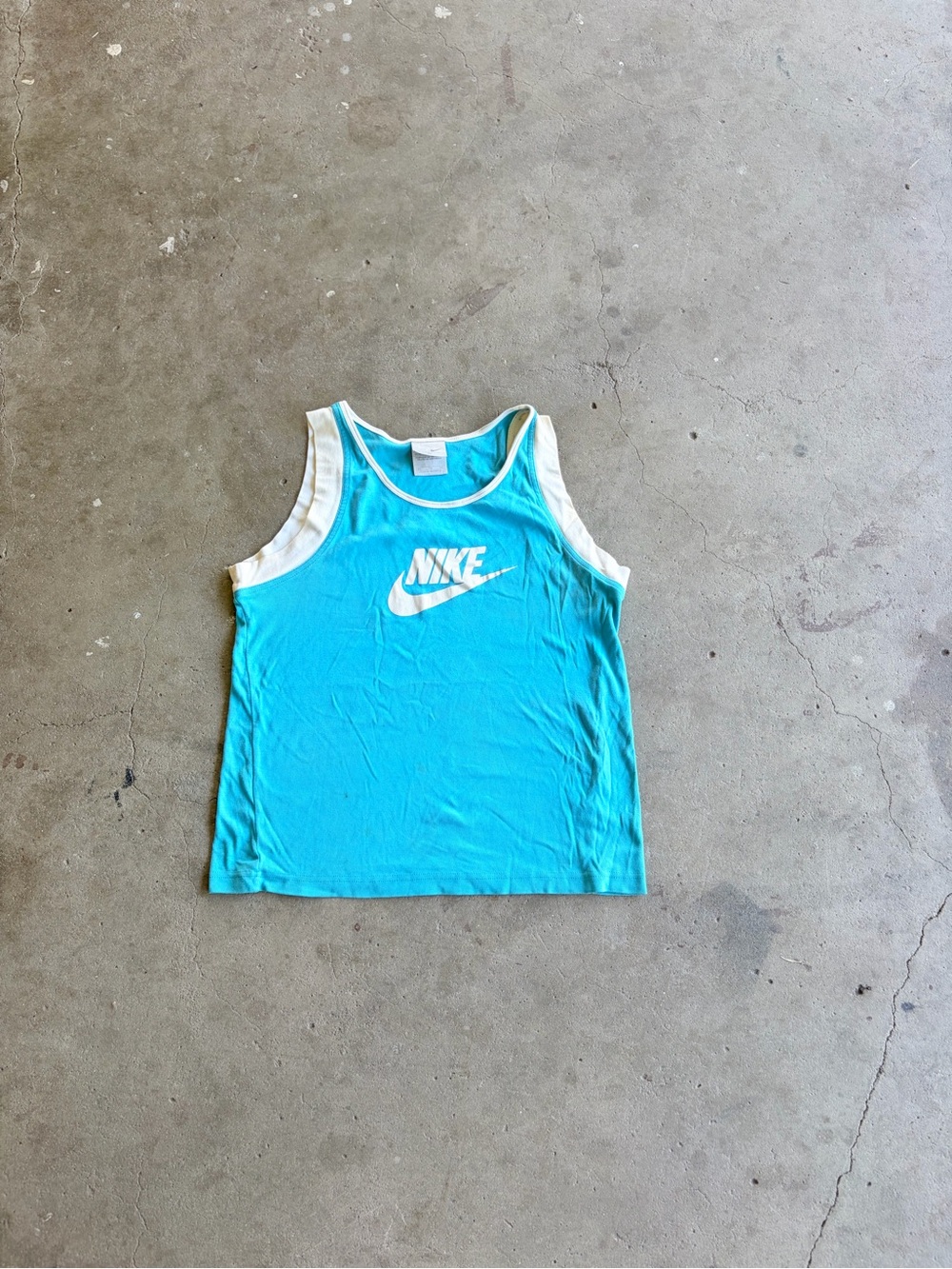 Nike Men’s Aqua Blue Swim Tank with White Trim